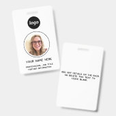 Einfaches Foto-ID Nametag Ausweis (Vorder- & Rückseite)