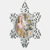 Einfaches Foto-Jahr Schneeflocken Zinn-Ornament (Rechts)