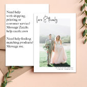 Einfaches Foto Liebe dank Hochzeit Dankeskarte