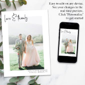 Einfaches Foto Liebe dank Hochzeit Dankeskarte