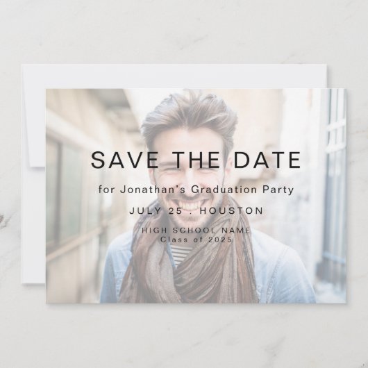 Einfaches Foto Light Overlay 2025 Abschluss Save The Date (Vorderseite)