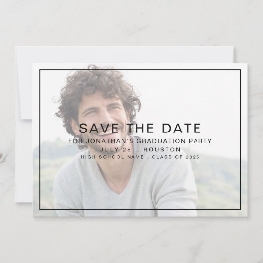 Einfaches Foto Light Overlay Border 2025 Abschluss Save The Date (Vorderseite)