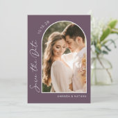 Einfaches Foto Lila Elegante Hochzeit Save The Date (Stehend Vorderseite)