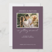 Einfaches Foto Lila Elegante Hochzeit Save The Date (Rückseite)