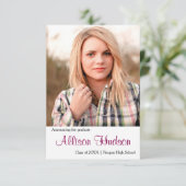 Einfaches Foto Lila Name - 3x5 Grad Ankündigung (Stehend Vorderseite)