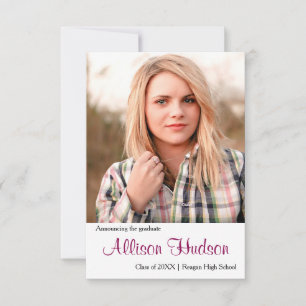 Einfaches Foto Lila Name - 3x5 Grad Bekanntgabe Einladung