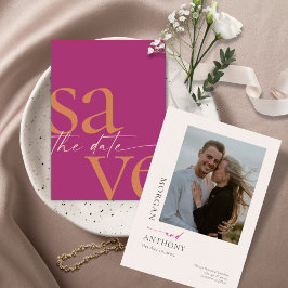 Einfaches Foto Magenta Orange Save The Date