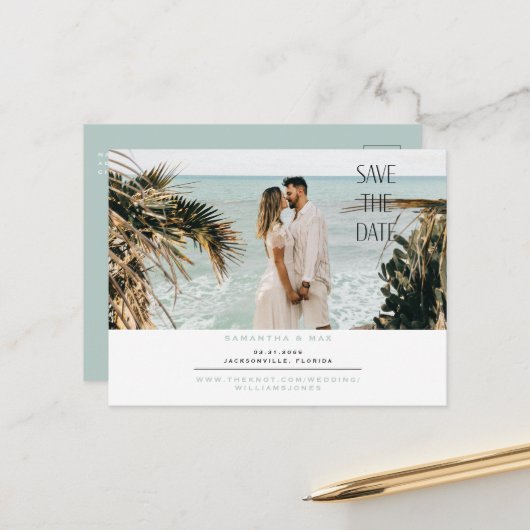 Einfaches Foto - Meer Save the Date Postkarte (Vorderseite/Rückseite Beispiel)