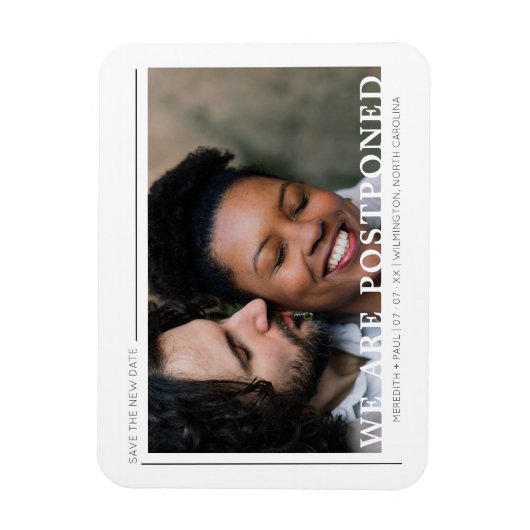 Einfaches Foto Minimalistisch Neues Datum Verspäte Magnet (Vertikal)