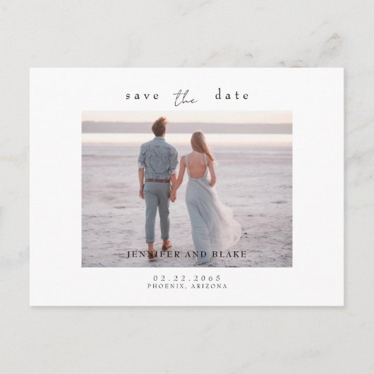 Einfaches Foto Minimalistisch Save the Date Postka Postkarte (Vorderseite)