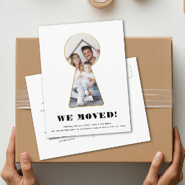 Einfaches Foto mit Gold Keyhole Modern Minimalisti Ankündigungspostkarte