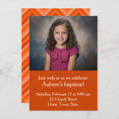 Einfaches Foto mit Orange Zig-Zag Zurück Taufe Einladung (Vorne/Hinten)