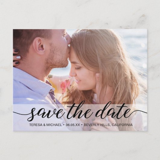 Einfaches Foto mit Personalisiertem Save the Date Postkarte (Vorderseite)