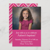 Einfaches Foto mit rosa Zig-Zag-Taufe Einladung (Vorne/Hinten)