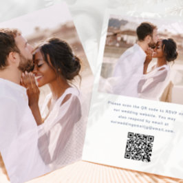 Einfaches Foto mit UAwg QR Code Blue Wedding Einladung