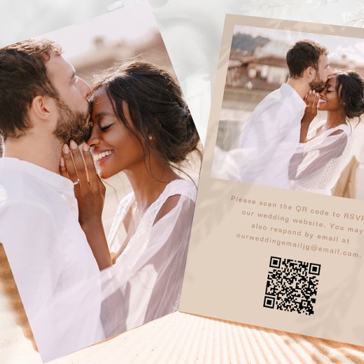Einfaches Foto mit UAwg QR Code Neutrale Hochzeit Einladung