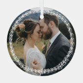 Einfaches Foto mit Weißwein Ornament Aus Glas (Rückseite)