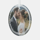 Einfaches Foto mit Weißwein Ornament Aus Glas (Vorderseite links)