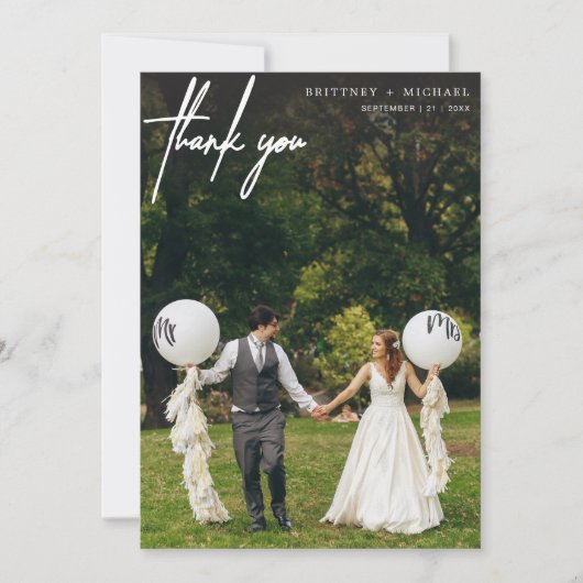 Einfaches Foto Modern Dankeschön Karte (Vorderseite)