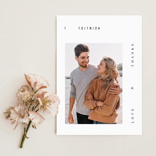 Einfaches Foto Moderne Hochzeit Dankeskarte