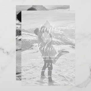 Einfaches Foto Moderne Hochzeit rettet das Datum S Folieneinladung