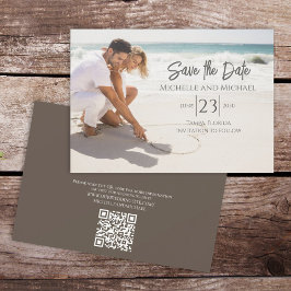 Einfaches Foto Moderne Kalligrafie Trendy QR Code Save The Date