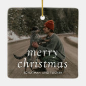 Einfaches Foto Moderne Weihnachten Keramikornament (Rückseite)