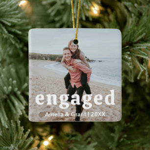 Einfaches Foto Modernes Erstes Weihnachtsfest Verl Keramikornament