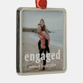 Einfaches Foto Modernes Erstes Weihnachtsfest Verl Ornament Aus Metall (Rechts)