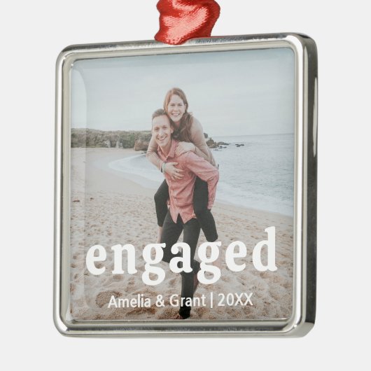 Einfaches Foto Modernes Erstes Weihnachtsfest Verl Ornament Aus Metall (Links)