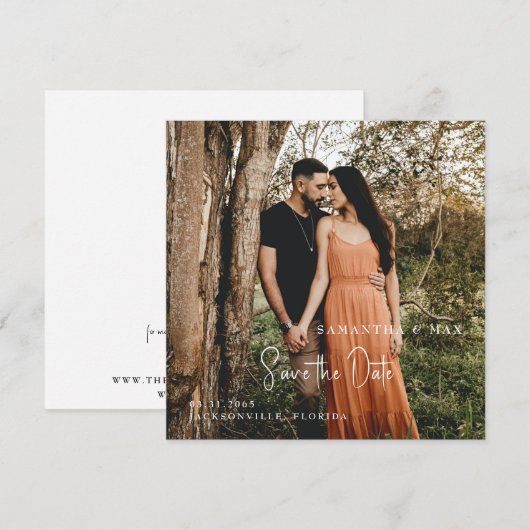 Einfaches Foto Modernes Save the Date (Vorne/Hinten)