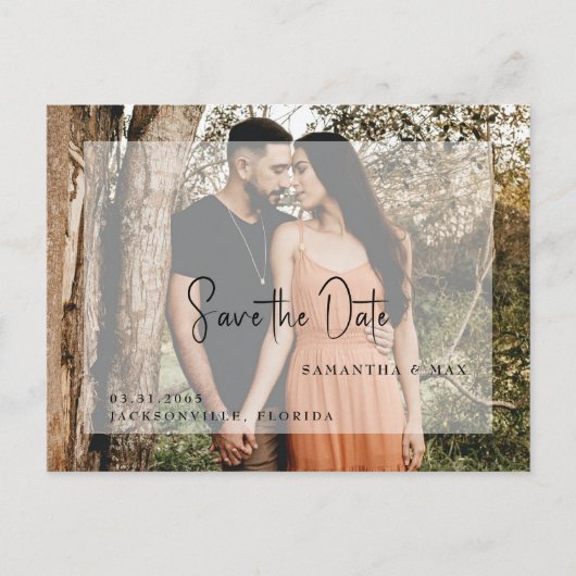 Einfaches Foto Modernes Save the Date Postkarte (Vorderseite)