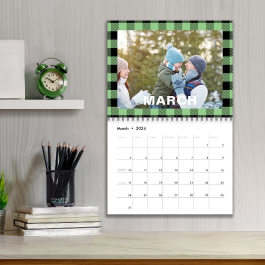 Einfaches Foto Monatsfarben Buffalo Karo Muster Kalender