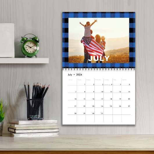 Einfaches Foto Monatsfarben Buffalo Karo Muster Kalender