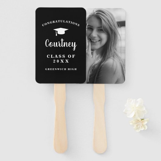 Einfaches Foto Mortar Board Moderner Abschluss Fächer (Vorne und Hinten)