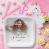 Einfaches Foto Name Script Abschluss 2024 Party Pappteller (Party)