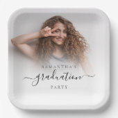 Einfaches Foto Name Script Abschluss 2024 Party Pappteller (Vorderseite)