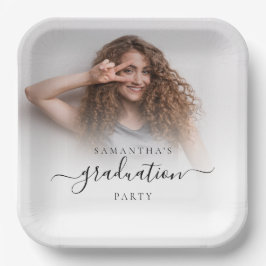 Einfaches Foto Name Script Abschluss 2024 Party Pappteller