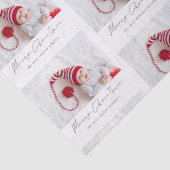 Einfaches Foto Name Skriptmuster Merry Christmas Seidenpapier (Detail)