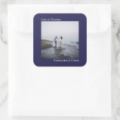 Einfaches Foto Navy Blue Liebe & Dankeschön Hochze Quadratischer Aufkleber (Tasche)