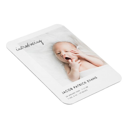 Einfaches Foto Neugeborene Ankündigung Magnet (Rechte Seite)