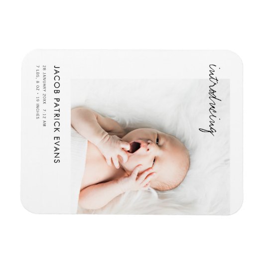 Einfaches Foto Neugeborene Ankündigung Magnet (Horizontal)