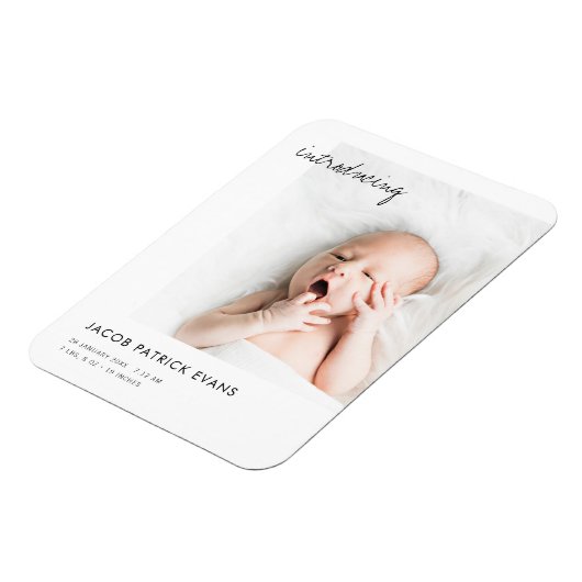 Einfaches Foto Neugeborene Ankündigung Magnet (Linke Seite)