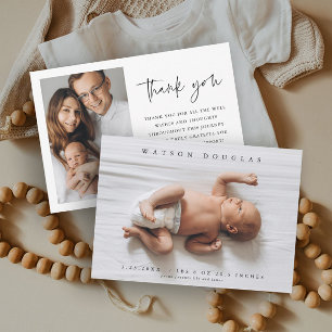 Einfaches Foto Neugeborenes Baby Foto Geburt Dankeskarte