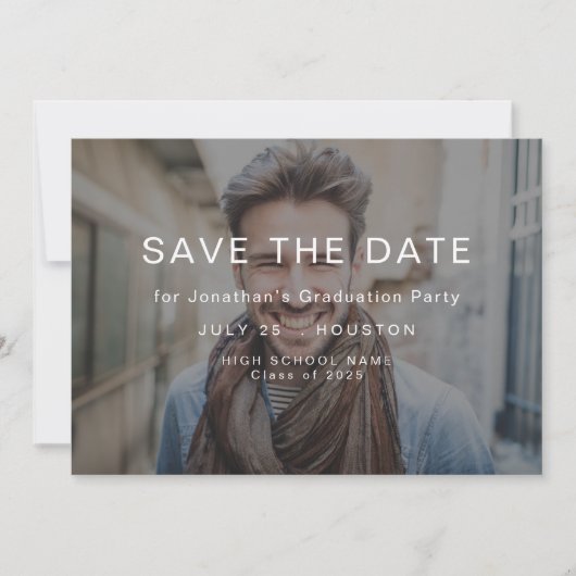 Einfaches Foto Overlay 2025 Abschluss Save The Date (Vorderseite)