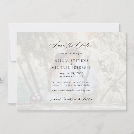 Einfaches Foto-Overlay Save The Date (Rückseite)