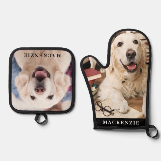 Einfaches Foto Personalisierte Farben Ofenhandschuh & Topflappen-Set (Vorderseite)