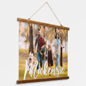 Einfaches Foto Portrait Name Wandteppich Mit Holzrahmen (Gewinkelt)