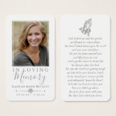 Einfaches Foto Praying-Hands-Gedenkkarten (Vorne & Hinten)