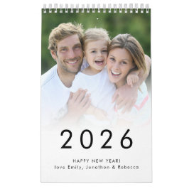 Einfaches Foto pro Monat Name 2026 Kalender